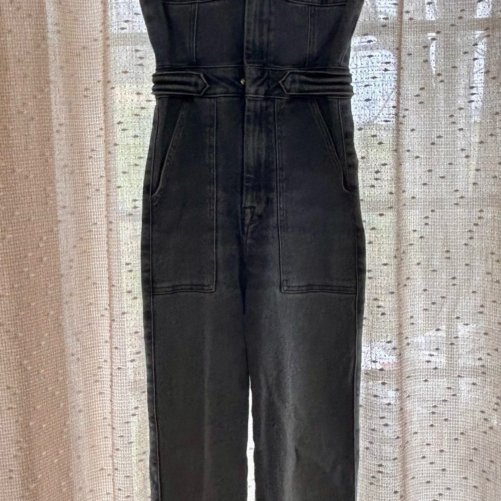 Good American Light Blue Denim Straight Leg Pants Jumpsuit - Picture 2 of 9